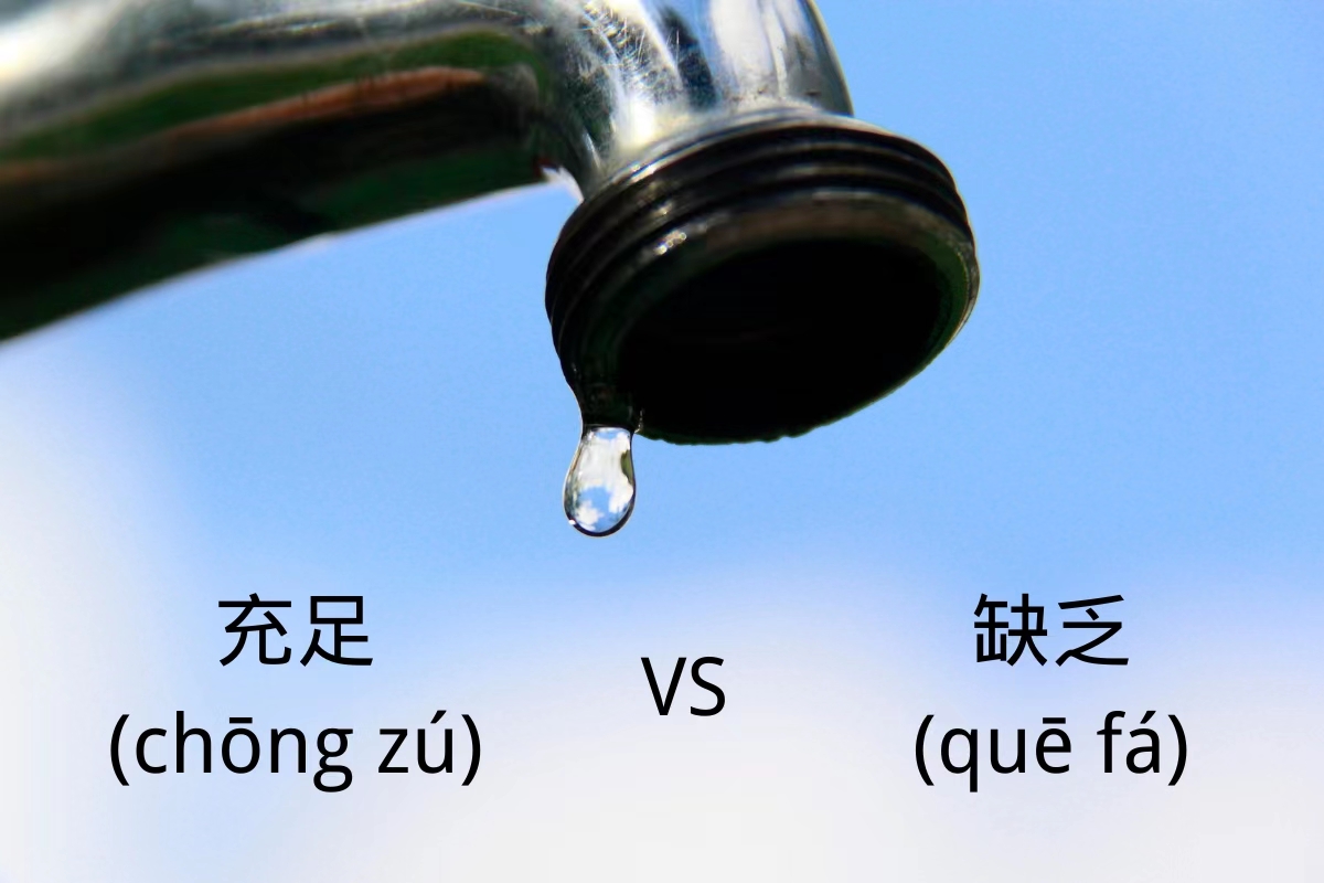 HSK Words: 充足 (chōng zú) VS 缺乏 (quē fá)