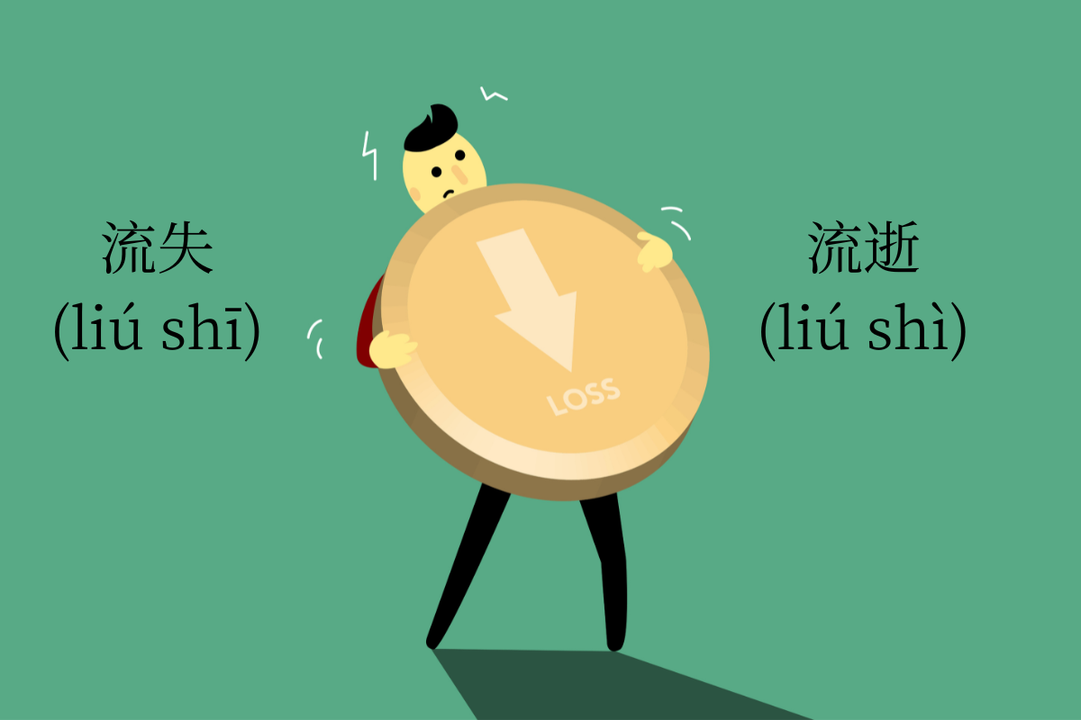 HSK Words: 流失 (liú shī) VS 流逝 (liú shì)